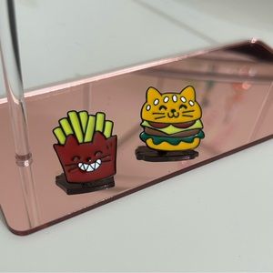 Cute Cat Burger and Fries Enamel Pins
